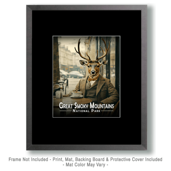 Great Smoky Mountains - Buvk Deer Enjoying a Cup of Joe Art