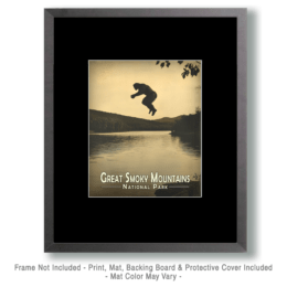 Great Smokey Mountains- Bigfoot Jump in Lake Art