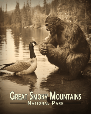 Great Smokey Mountains- Bigfoot Talking to a Canadian Goose