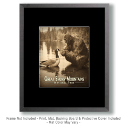 Great Smokey Mountains- Bigfoot Talking to a Canadian Goose Art