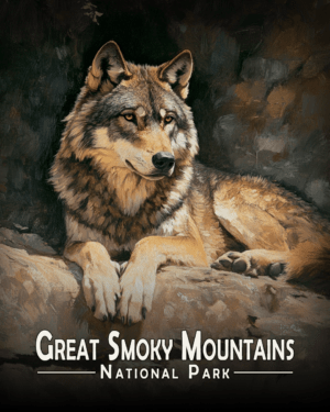 Great Smoky Mountains - Resting Grey Wolf