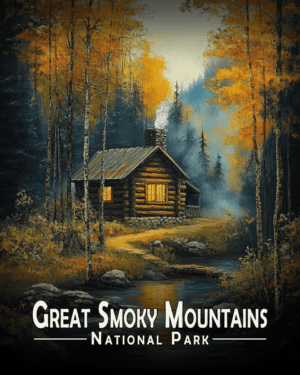 Great Smoky Mountains - Cabin at Night