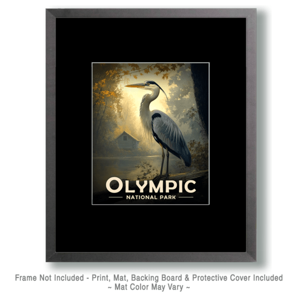 Olympic National Park - Heron and Cabin Art