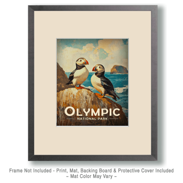 Olympic National Park - Vintage Puffins Art