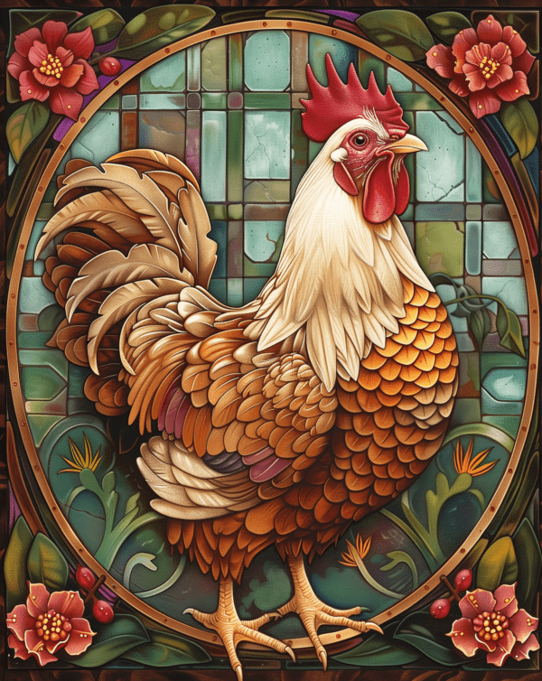 Art Nouveau Country Chicken art print