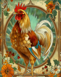 Art Nouveau Proud Chicken Art Print