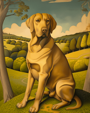 Yellow Lab on Bucolic Hillside art print