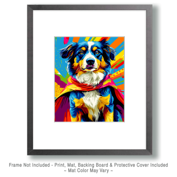 Australian Shepherd Superhero Art