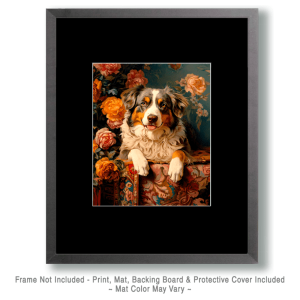 Floral Australian Shepherd Art