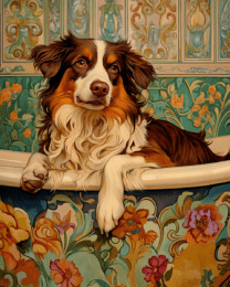 Australian Shepherd in Bathtub