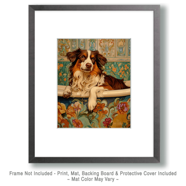 Australian Shepherd in Bathtub Art