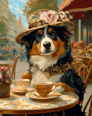 Australian Shepherd Having Tea