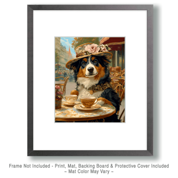 Australian Shepherd Having Tea Art