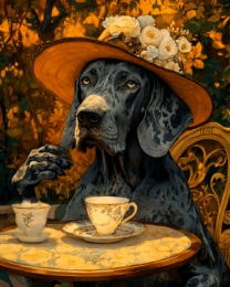 Great Dane Having Tea