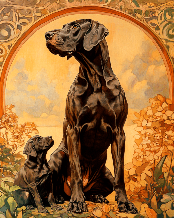 Nouveau Mom Great Dane and Puppy