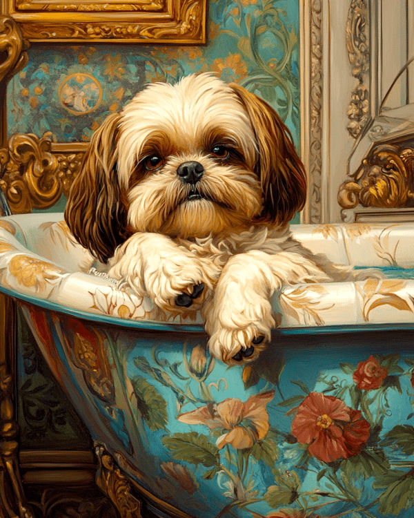 Shih Tzu in Bathtub