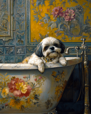 Shih Tzus Taking a Bath