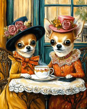 Chihuahuas Having Tea