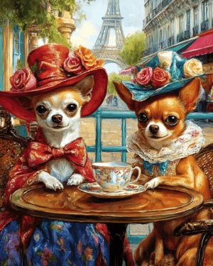 Chihuahuas at a Paris Cafe