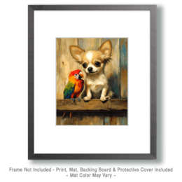 Parrot with Chihuahua Puppy Art