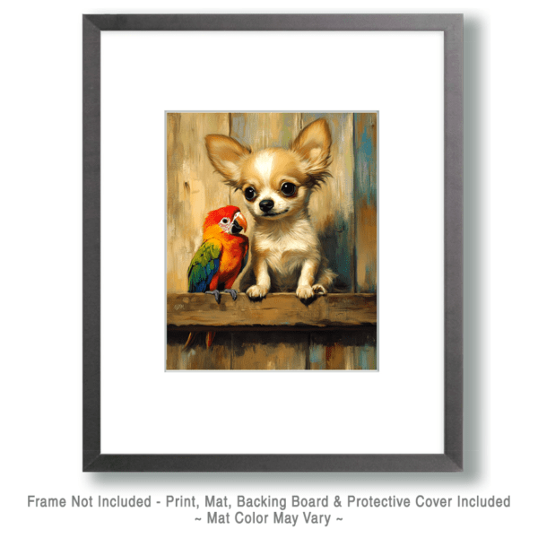 Parrot with Chihuahua Puppy Art