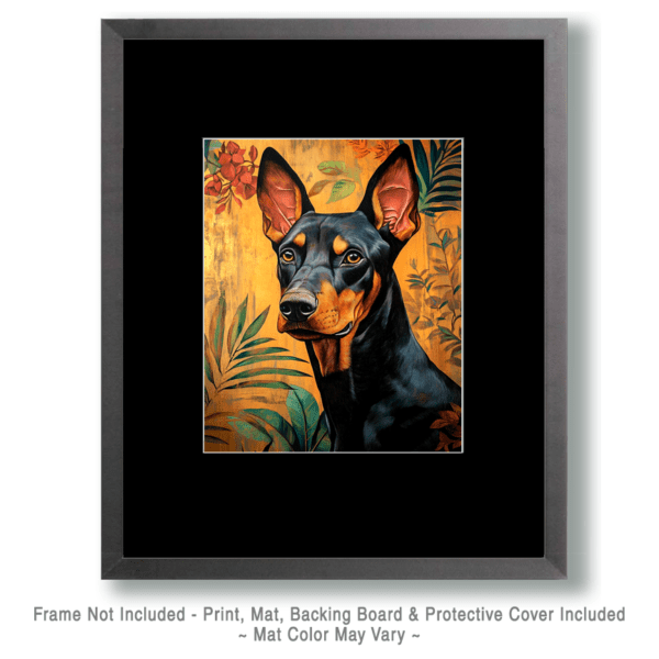 Vintage Doberman Pinscher Portrait Art