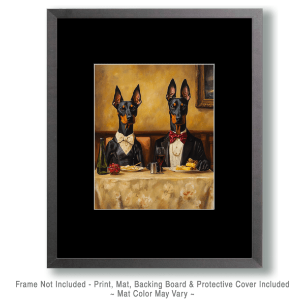 Doberman Pinschers at Dinner Art