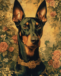 Doberman Pinscher Floral