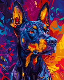 Colorful Doberman Pinscher