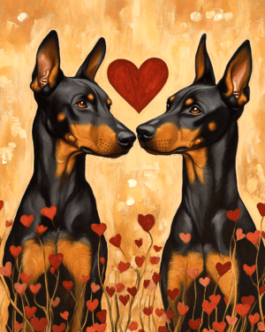 Doberman Pinschers in Love