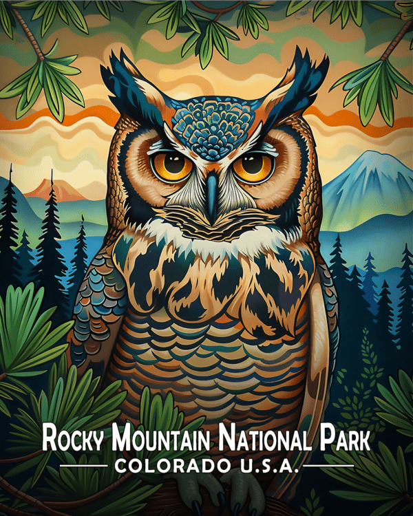 Rocky Mountain National Park - Stylized Owl