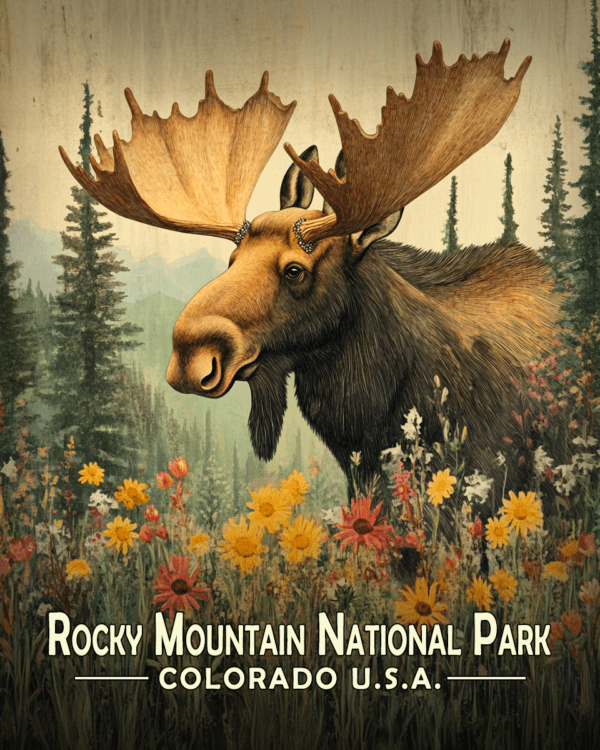 Rocky Mountain National Park - Colorado Folk Art Moose