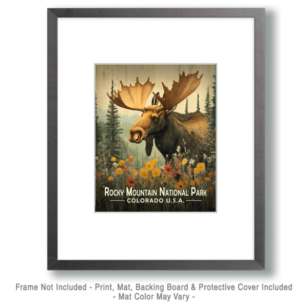 Rocky Mountain National Park - Colorado Folk Art Moose Print