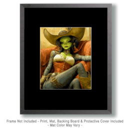 Green Alien Cowgirl Art