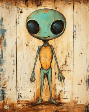 Cute Folk Art Alien