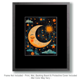 Folk Art Sleeping Crescent Moon Art