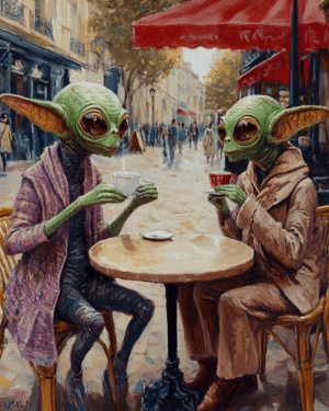 Two Aliens Having Tea