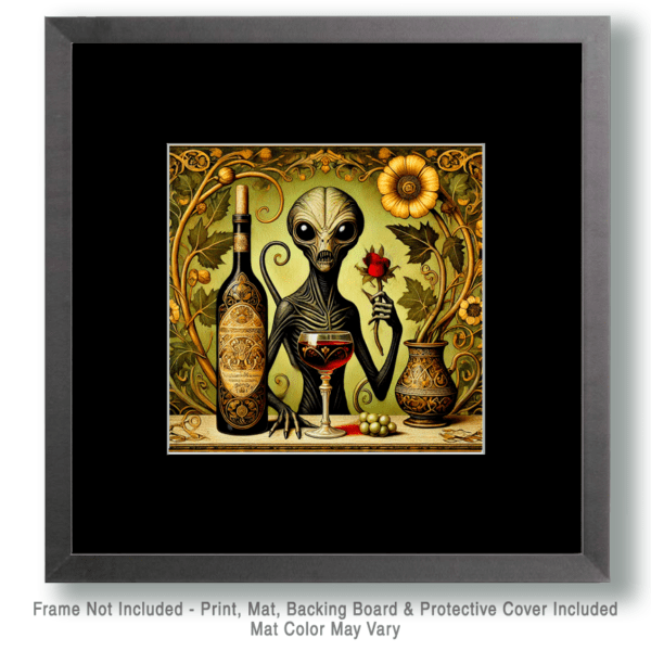 Nouveau Alien with Wine and Rose Art