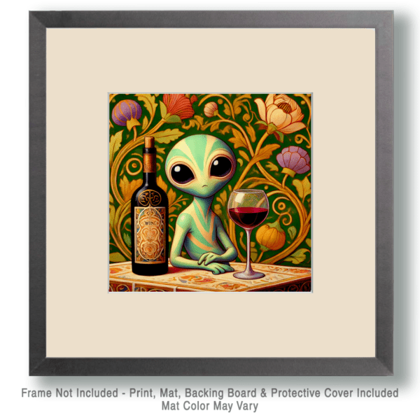 Cute Nouveau Alien with Wine Art