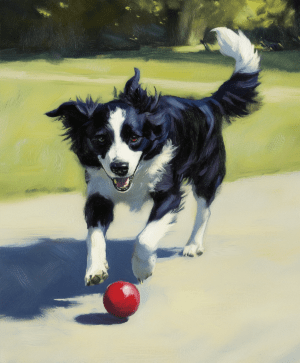 Border Collie and Red Ball