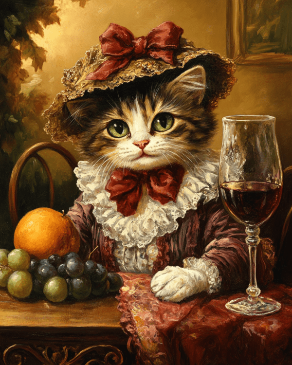 Miss Kitty with Glass of Vino