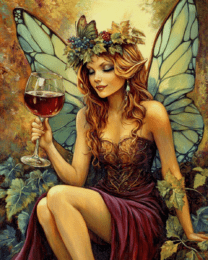 Fairy Enjoying a Glass of Vino