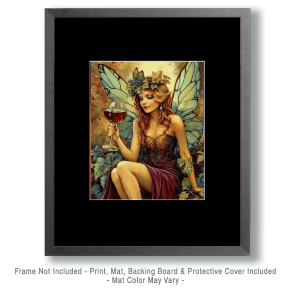 Fairy Enjoying a Glass of Vino Art