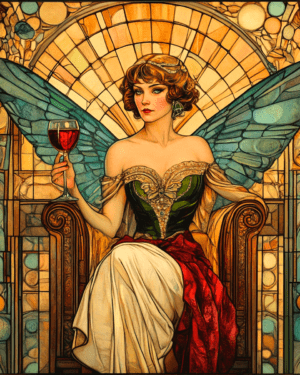 Nouveau Fairy with Glass of Vino