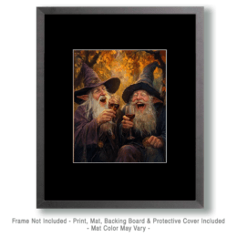 Two Wizards Laugh Over Glasses of Vino Art