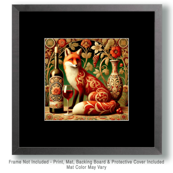 Nouveau Fox & Wine Still-Life Art