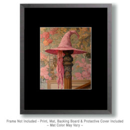 Pink Witch Hat on Bedpost Art
