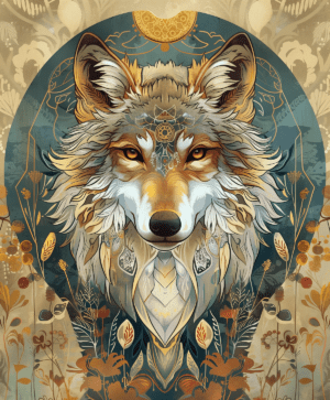 Wolf 1 Art Nouveau Art Print