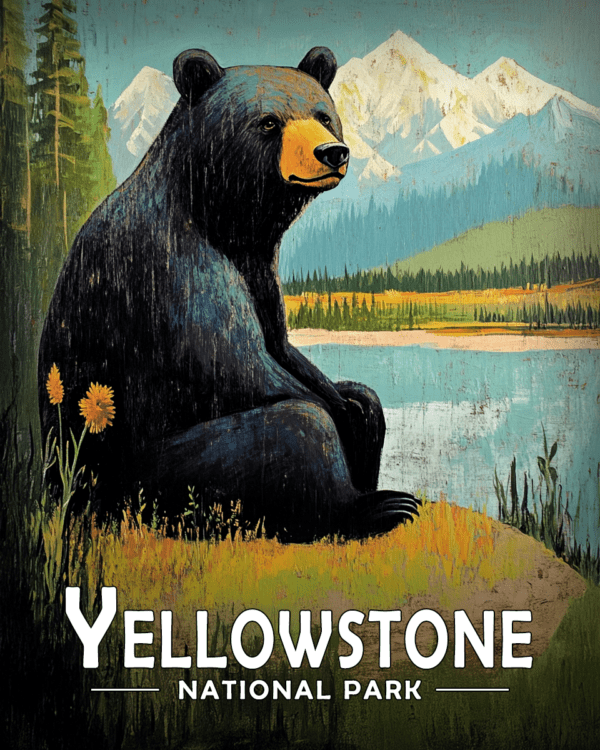 Yellowstone National Park - Vintage Black Bear