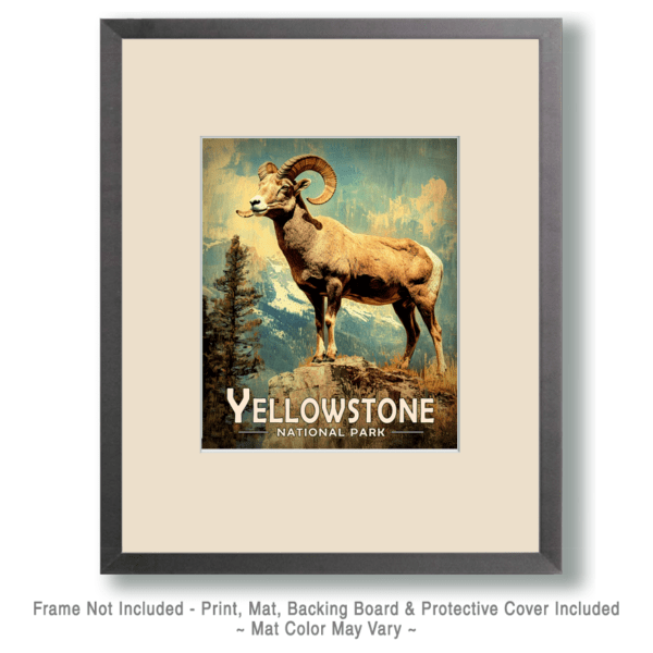 Yellowstone National Park - Vintage Bighorn Sheep Ram Art